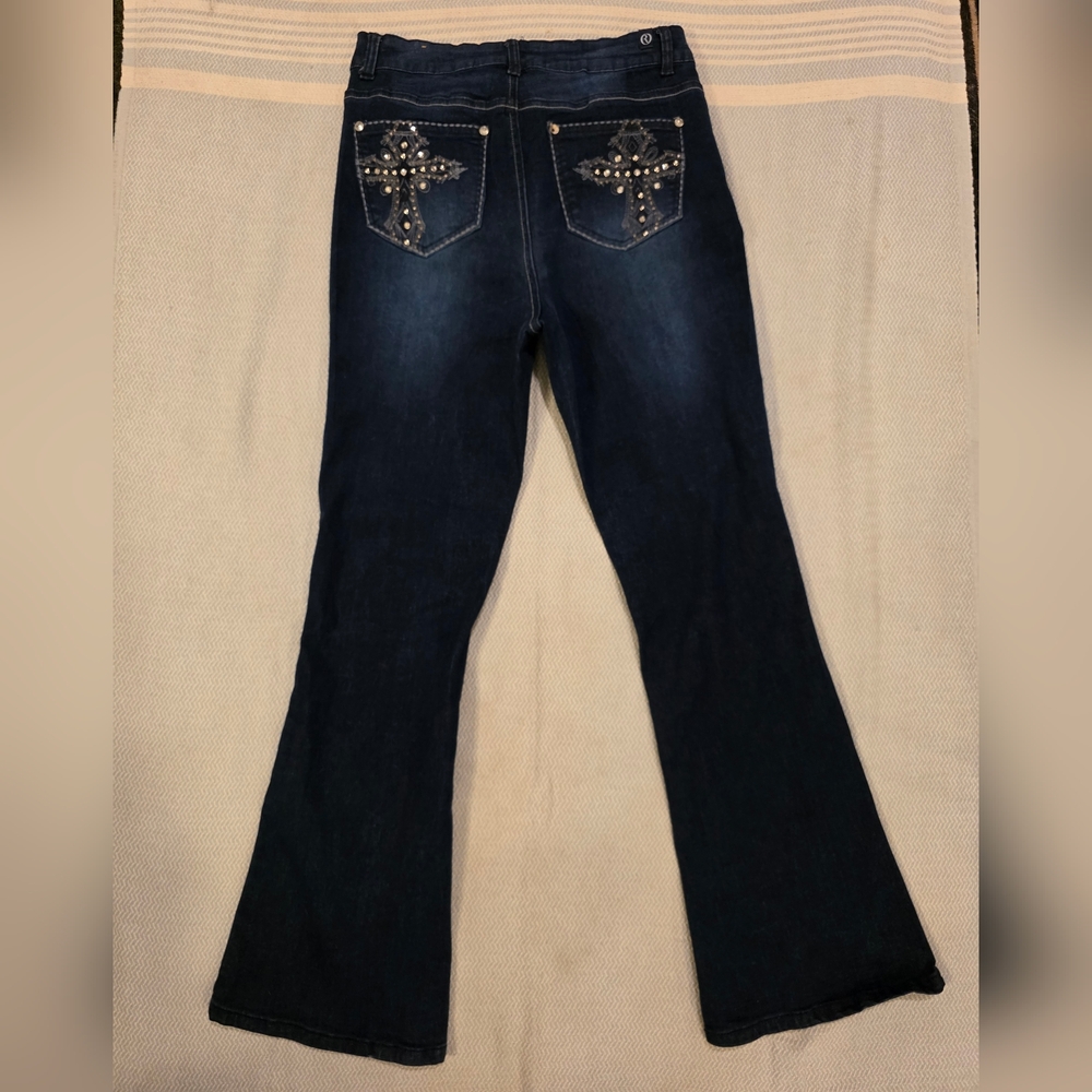 OUR REPUBLIC FOR ALL Women's Dark Blue Embellished Jeans